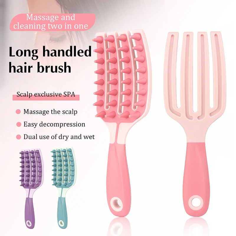 Long Handle Shampoo Brush Silicone Scalp Massage Comb Hair Washing Brush Wide Teeth Head Massager Bath Brush Body Scrubber