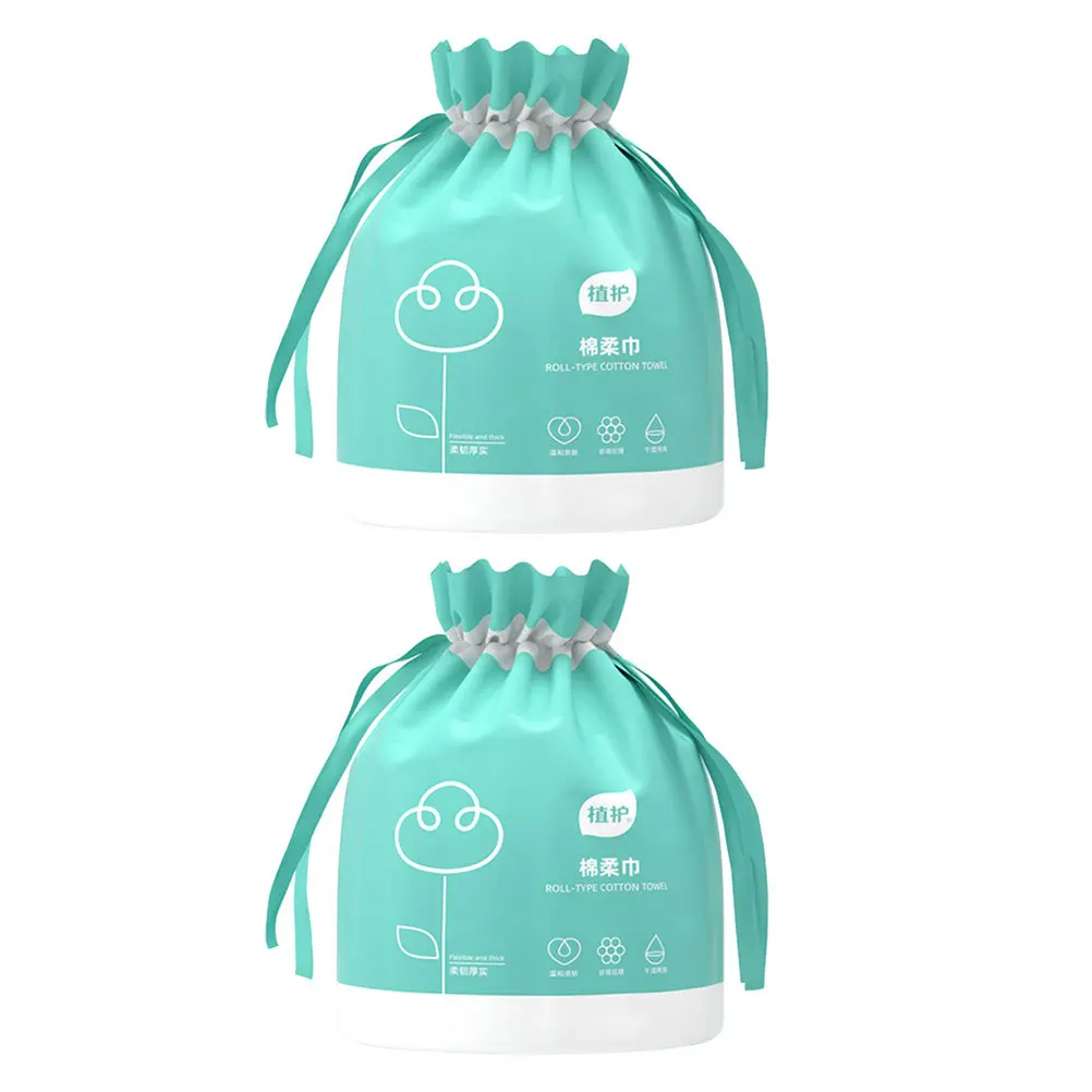 2 rotoli di asciugamani usa e getta per il viso, fazzoletti per il viso in cotone, struccante, asciugamani detergenti, uso asciutto e bagnato per le donne