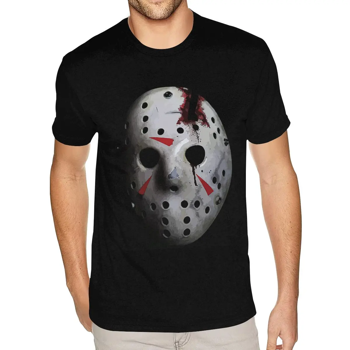 Oversized Jason Mask Tshirt Men Make Your Own Short Sleeves Black O Neck T-Shirt