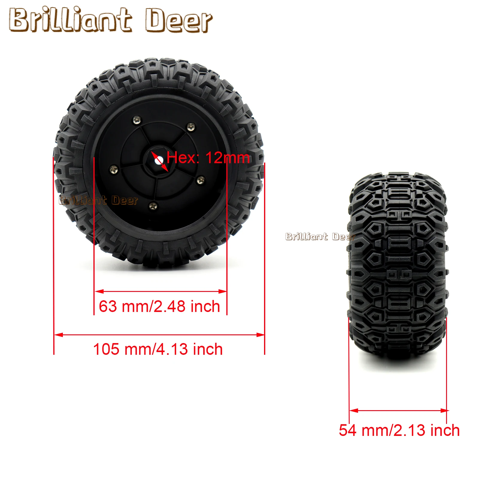12mm Sechskant RC Reifen und Rad Upgrade Teile für Traxxas 1/10 MINI MAXX RC Monster Truck Fernbedienung Auto Modell Zubehör – Detail 5