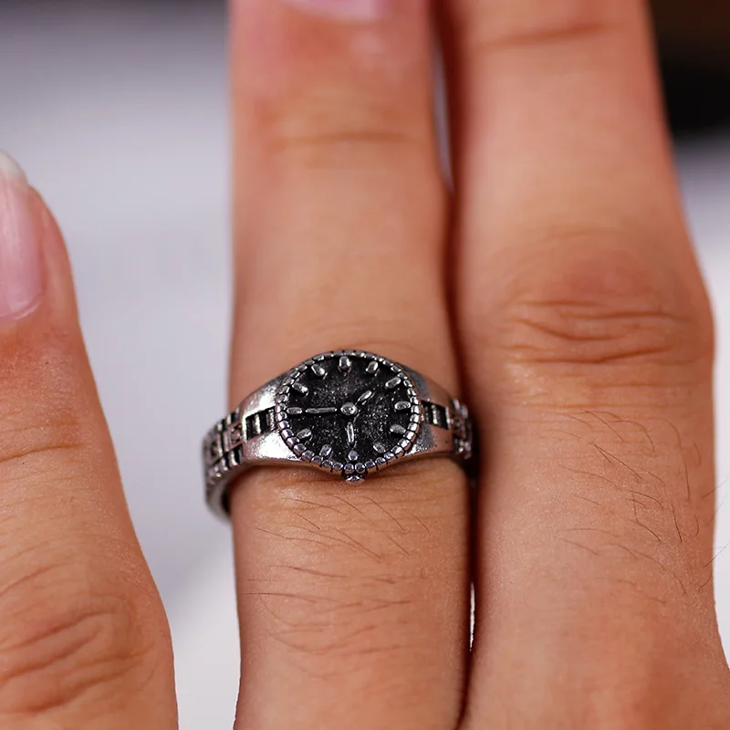 Creative Watch Shaped Ring for Men Women Trendy Adjustable Opening Finger Rings Birthday Party Gifts Jewelry Cool Thing 2025