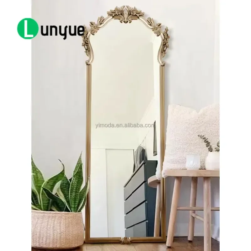 Antique Silver Gold Luxury Full Body Oversized Standing Floor Mirror for Living Room Bedroom Dressing Area Elegant Home Decor