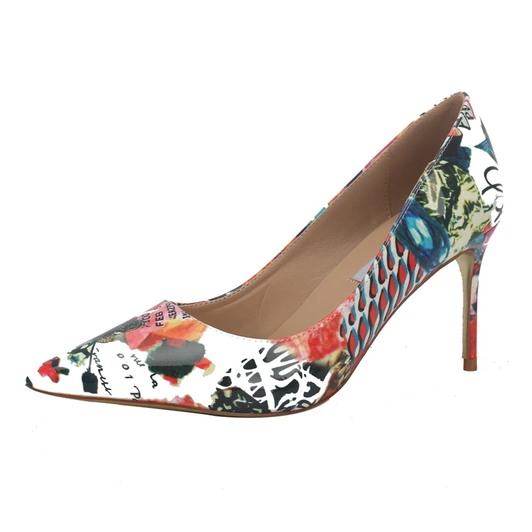 Multi Printing Peacock Fur Stiletto Heel Woman Pumps Pointed Toe 10/12Cm High Heels Shallow Cut Floral Banquet Heels