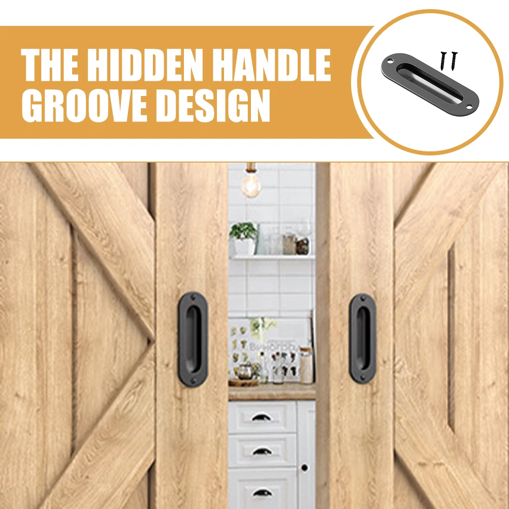 

1 set 1 Set Recessed Cabinet Handles Hidden Door Pulls Barn Accessories Durable Furniture Grips Sliding Pocket Cupboard Pulls