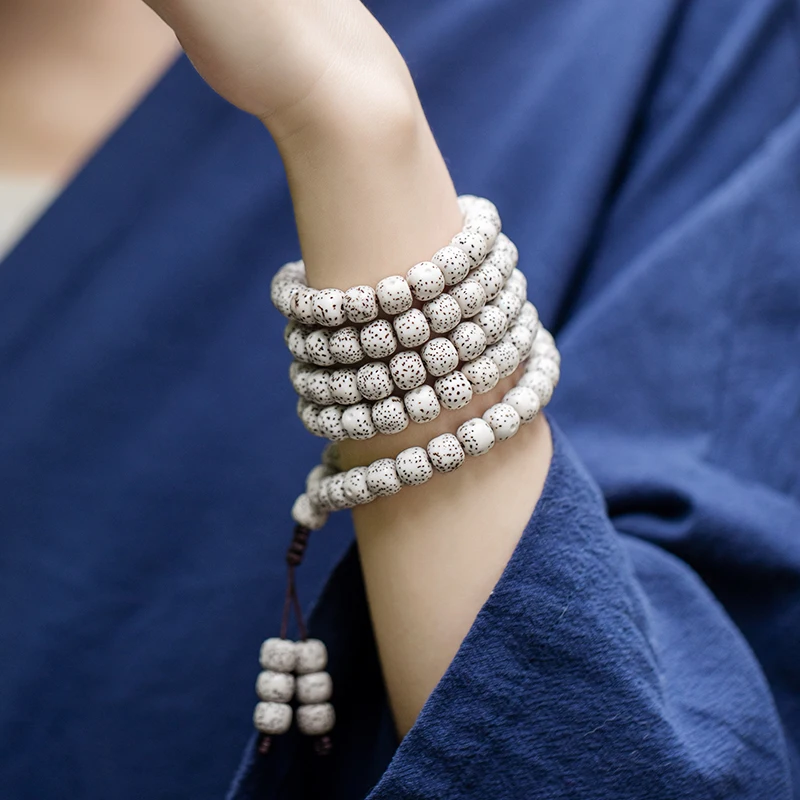 

Genuine Goods Hainan Xingyue Bodhi 108 Pieces Lunar January Density Smooth White Bracelet Men and Women High