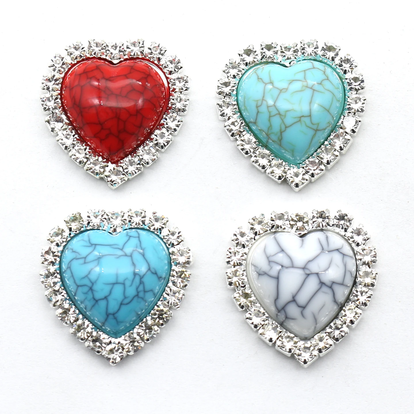 Heart Shaped Crystal Rhinestone Decoration Metal Shoe Flower DIY Accessories Multi-color Gemstone Hair Accessories Accessories