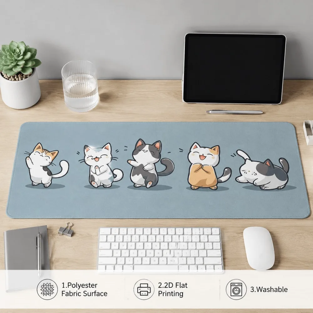 Cute cartoon cat printed tablecloth suitable for office workers and students returning comfortable and simple desktop accessory