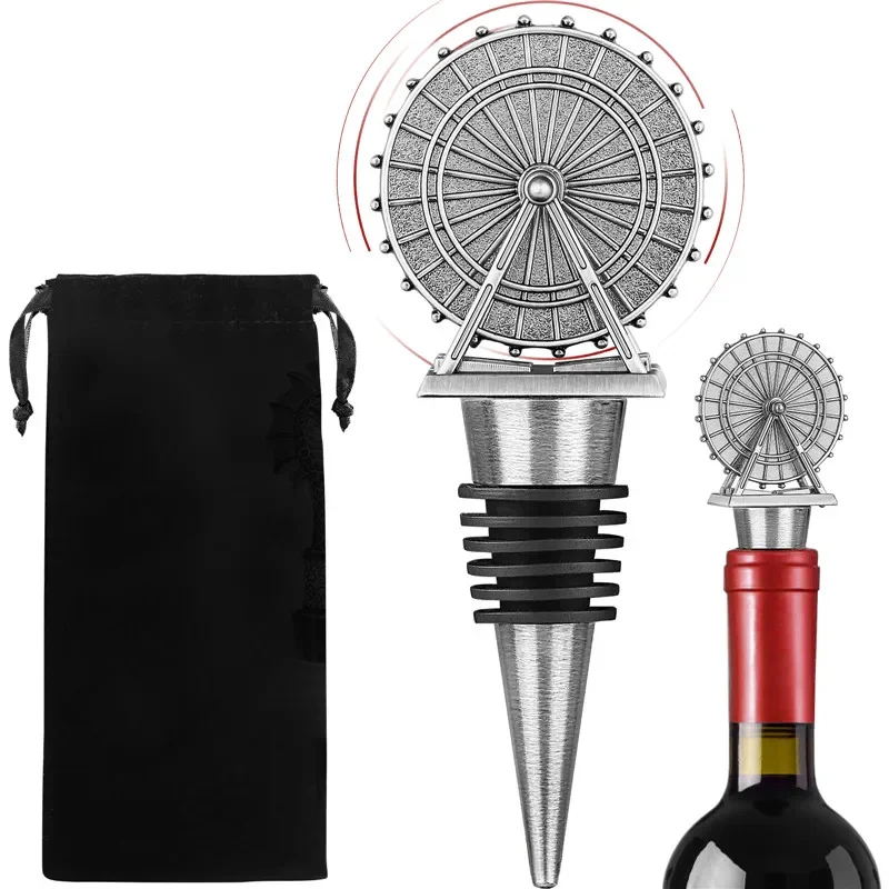 Portable Giant Wheel Design Wine Stopper for Party Club Celebration Bottle Stopper Champagne Saver for Wedding Events Gift