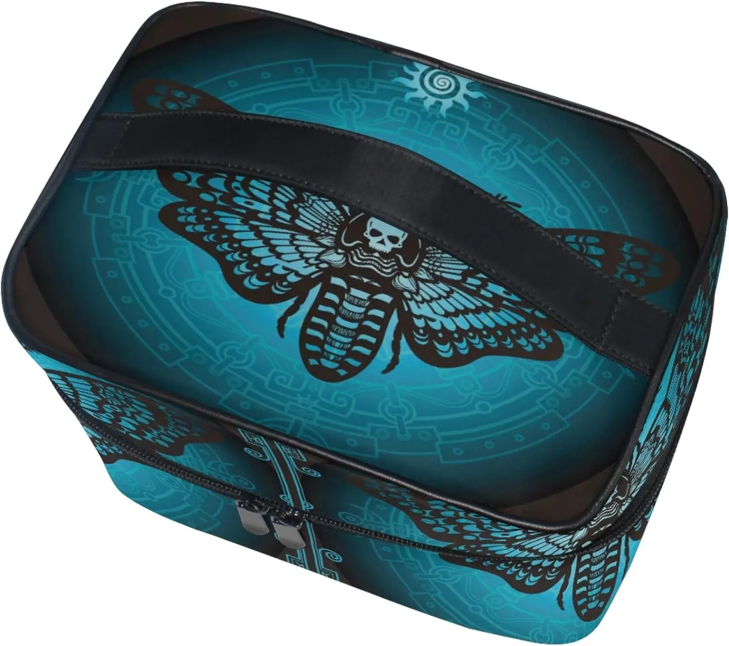 Goth Skull Makeup Bag Gothic Sugar Skull Butterfly Makeup Organizer Travel Cosmetics Bag Train Cases Toiletry Bag for Women