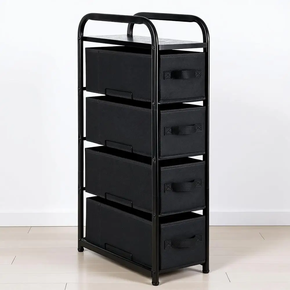 

Тонкий органайзер-тумба для хранения, прикроватный/придиванный столик, маленький напольный органайзер со съемной деревянной столешницей для спальни и ванной комнаты, черный