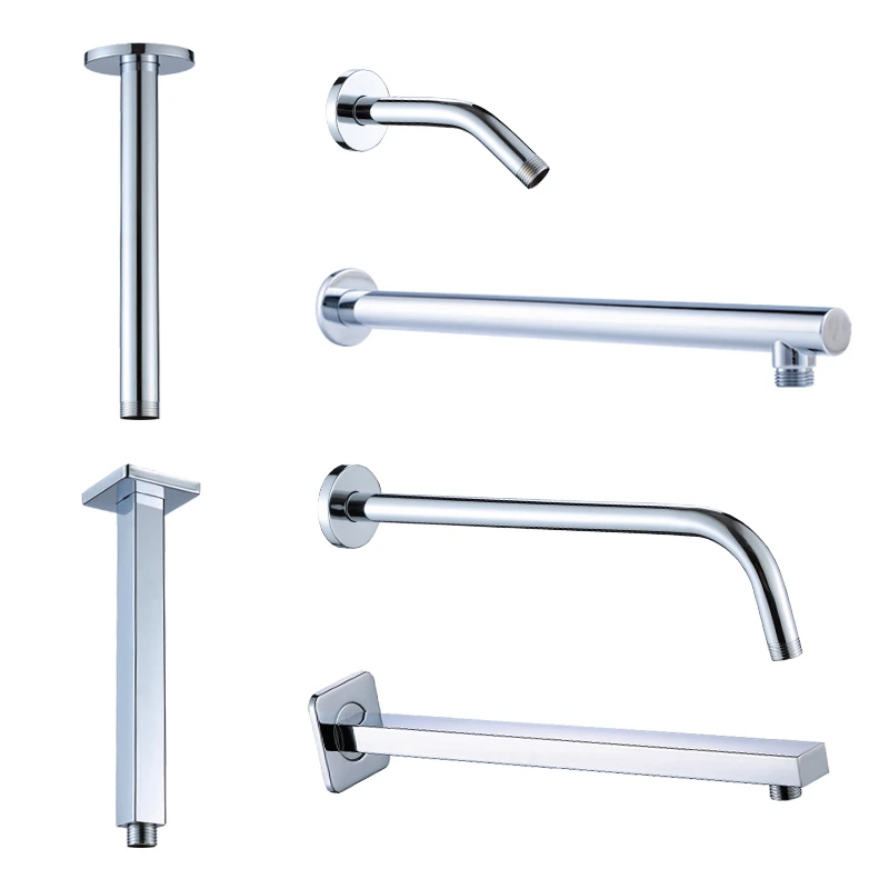 Wall Mounted Shower Arms Stainless Steel G1/2 Water inlet Tubes  Ceiling Rod Shower Head Bar Fixed Seat for Bathroom Accessories