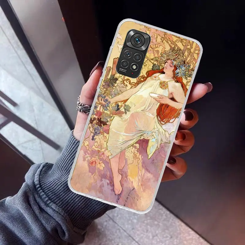 Alfons Mucha Primavera Phone Case for Xiaomi Redmi Note 13 12S 12 11S 11 11E 11T 10S 10 Pro Plus 9 9S 8 8T 7 5G Soft Cover Funda