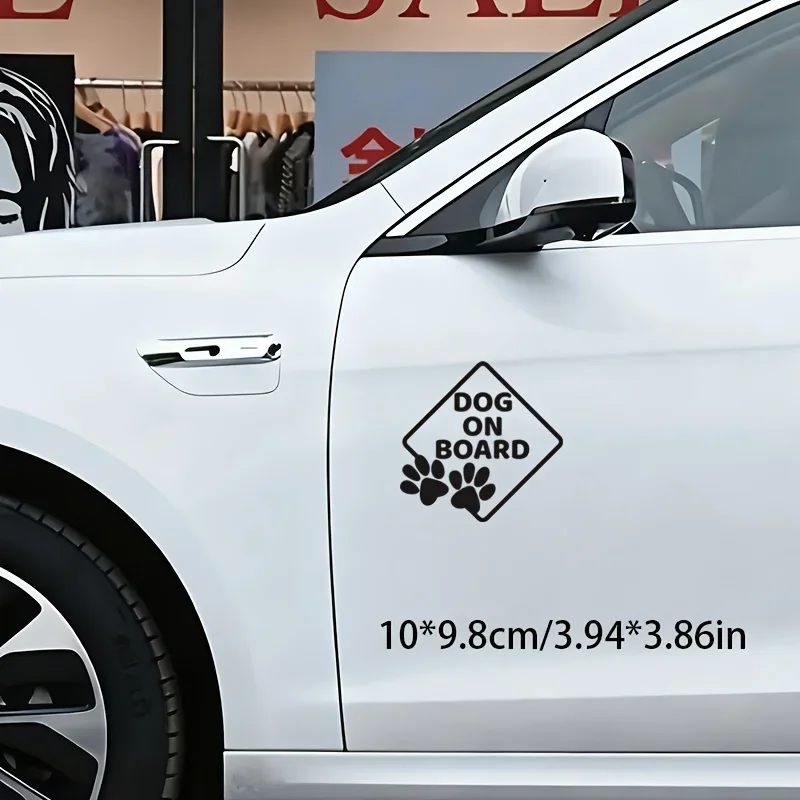 Cute Dog Paw Print Dog On Board Vinyl Sticker Square Window Decal Easy Apply Pet Lover Gift Vehicle Home Decor