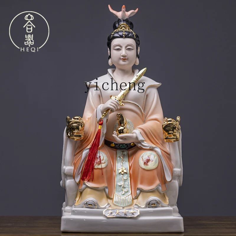 Heavens Immortal Goddess Statue Nine Heavens Holy Mother Sitting Statue Nine Heavens Immortal Goddess Worship Ornament
