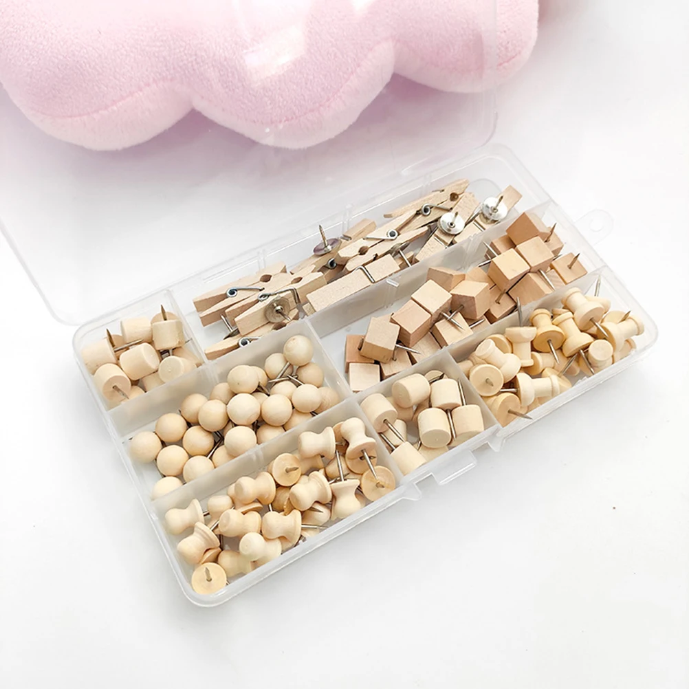 ชุดหมุดไม้ตกแต่งสำหรับติดแผนที่ แสดงรูปภาพ เอกสาร อุปกรณ์กระดานประกาศ หมุดติดซ้ำได้