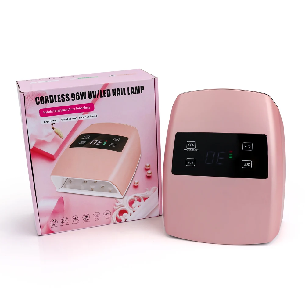 New Dual Light Square Screen with Touch Button White Light Rechargeable Cordless UV LED Nail Dryer Nail Lamp for Salon Use