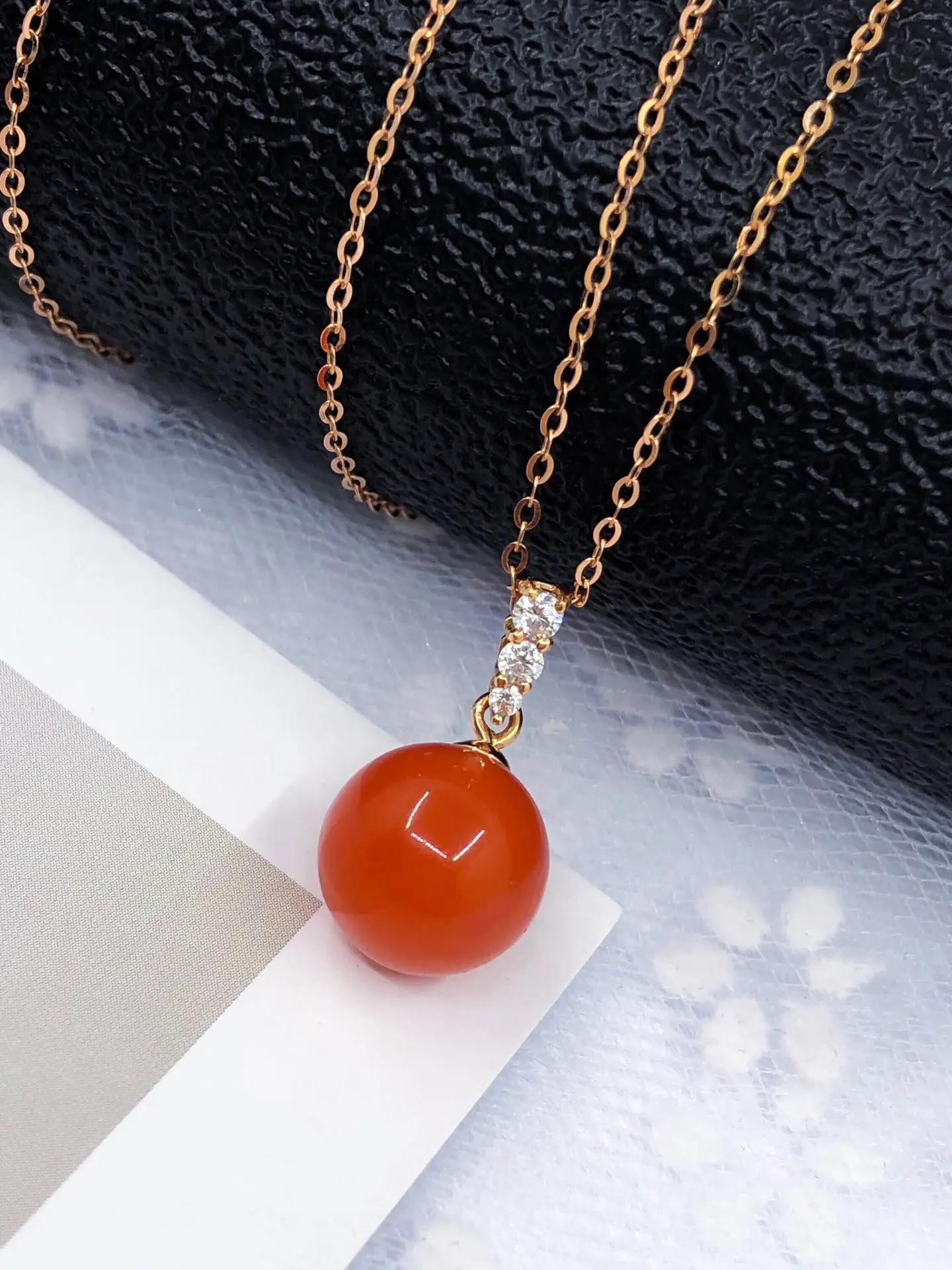 

shilovem 18K rose Gold real Natural south Red agate pendants no necklace fine plant Jewelry classic gift plant yzz1010.59976nh