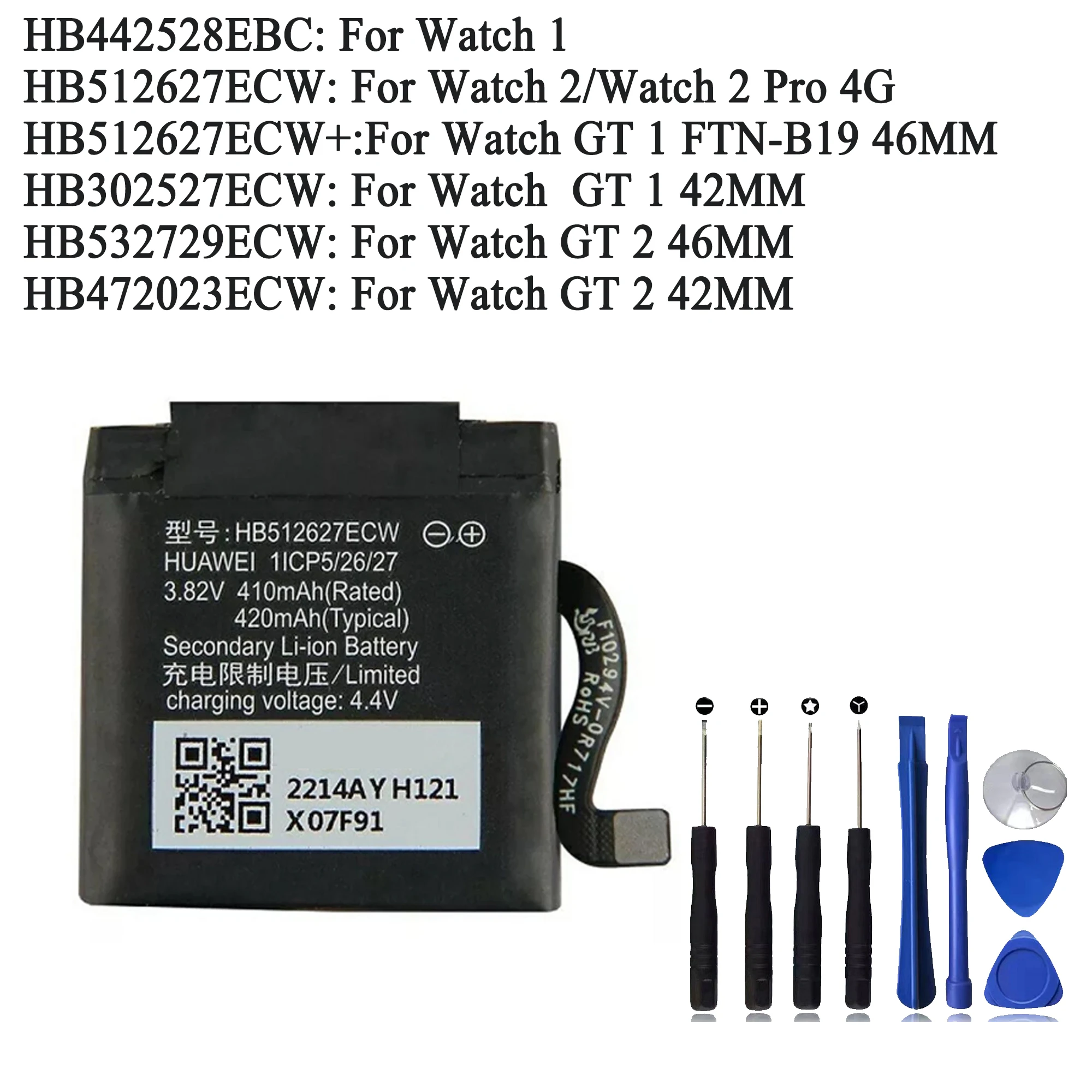 

HB532729ECW HB512627ECW HB302527ECW HB472023ECW HB442528ECW Battery For Huawei Watch 1 2 Pro 4G GT GT2 42mm 46mm Original Capaci