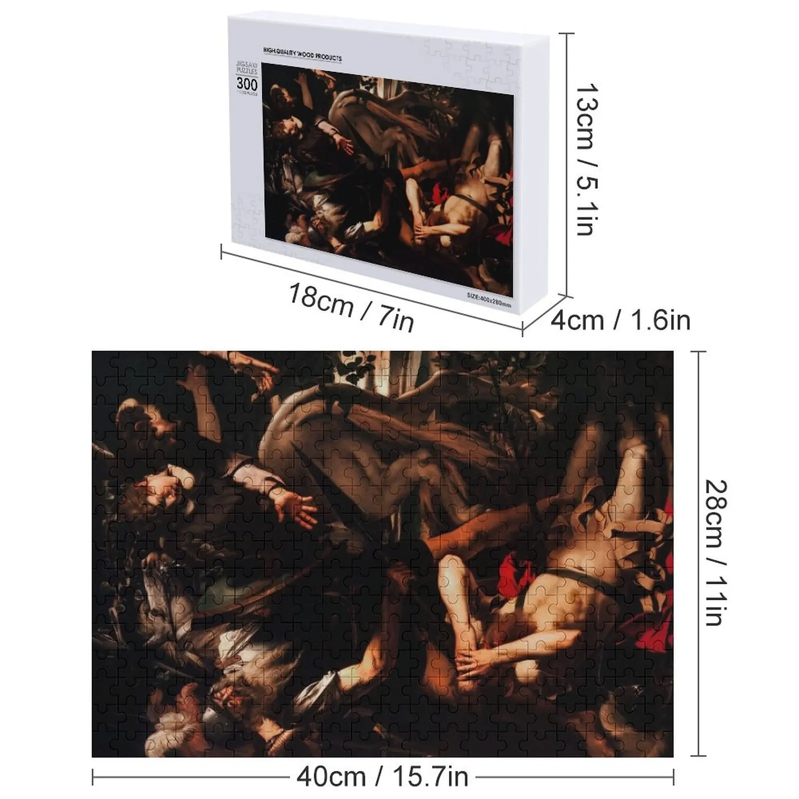Puzzle Caravaggio - Przebicie św. Pawła przez płomienie, personalizowana zabawka, drewniane puzzle z imieniem, personalizowany obiekt dla dziecka.