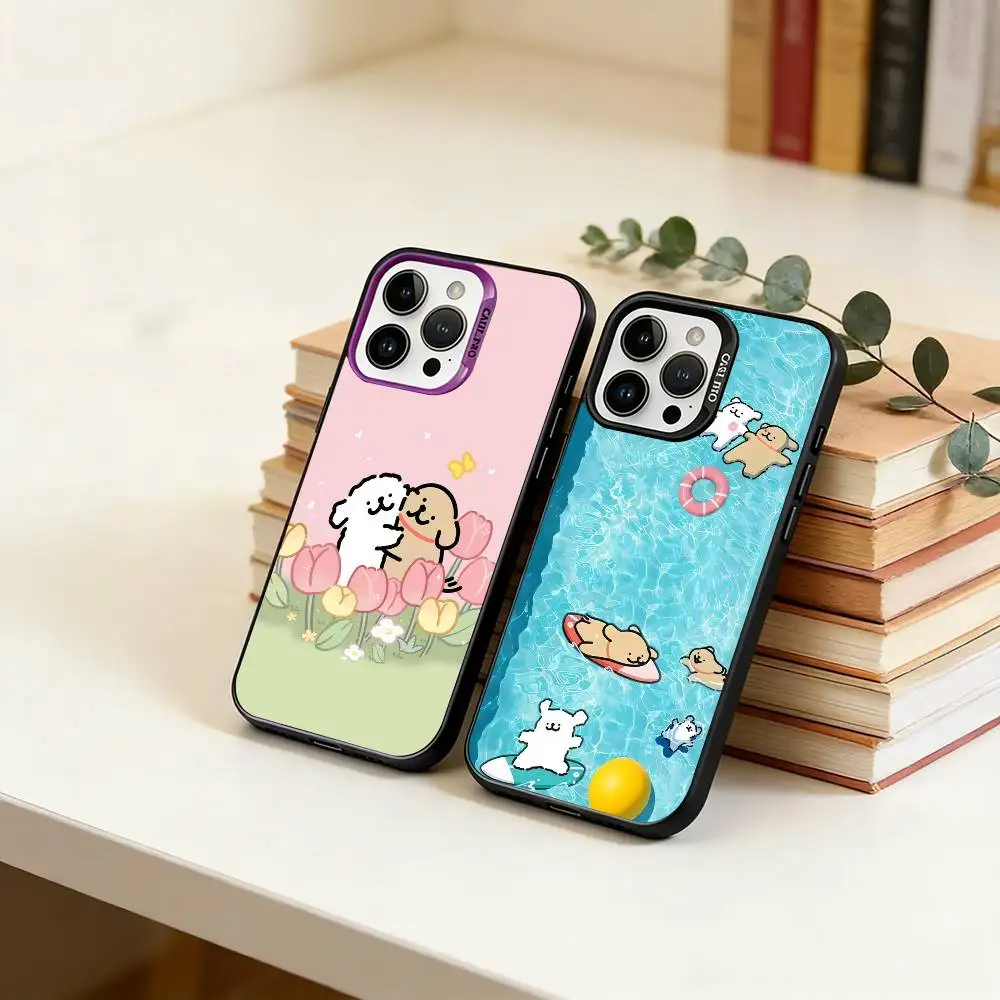 

C-Cute M-Maltese Phone Case For iPhone 17,16,15,14,13,12,11 Plus,Pro Max,XS,Colorful Silver Black Cover