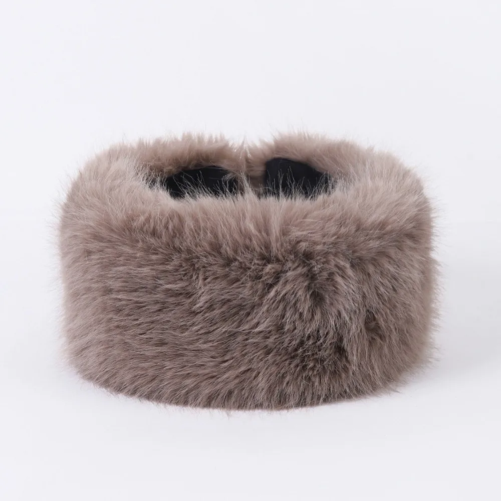 Fashion Faux Fur Empty Hat Soft Thicken Travel Brimless Hat Ear Protection Winter Warm Headband Cover