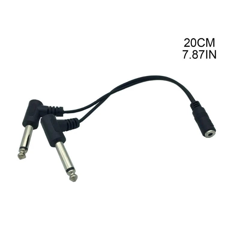 3.5 مللي متر صغير 1/8 بوصة TRS ستيريو أنثى جاك إلى المزدوج 1/4 6.35 مللي متر ذكر التوصيل أحادية TS الزاوية اليمنى محول الصوت Y الفاصل كابل 20 سنتيمتر