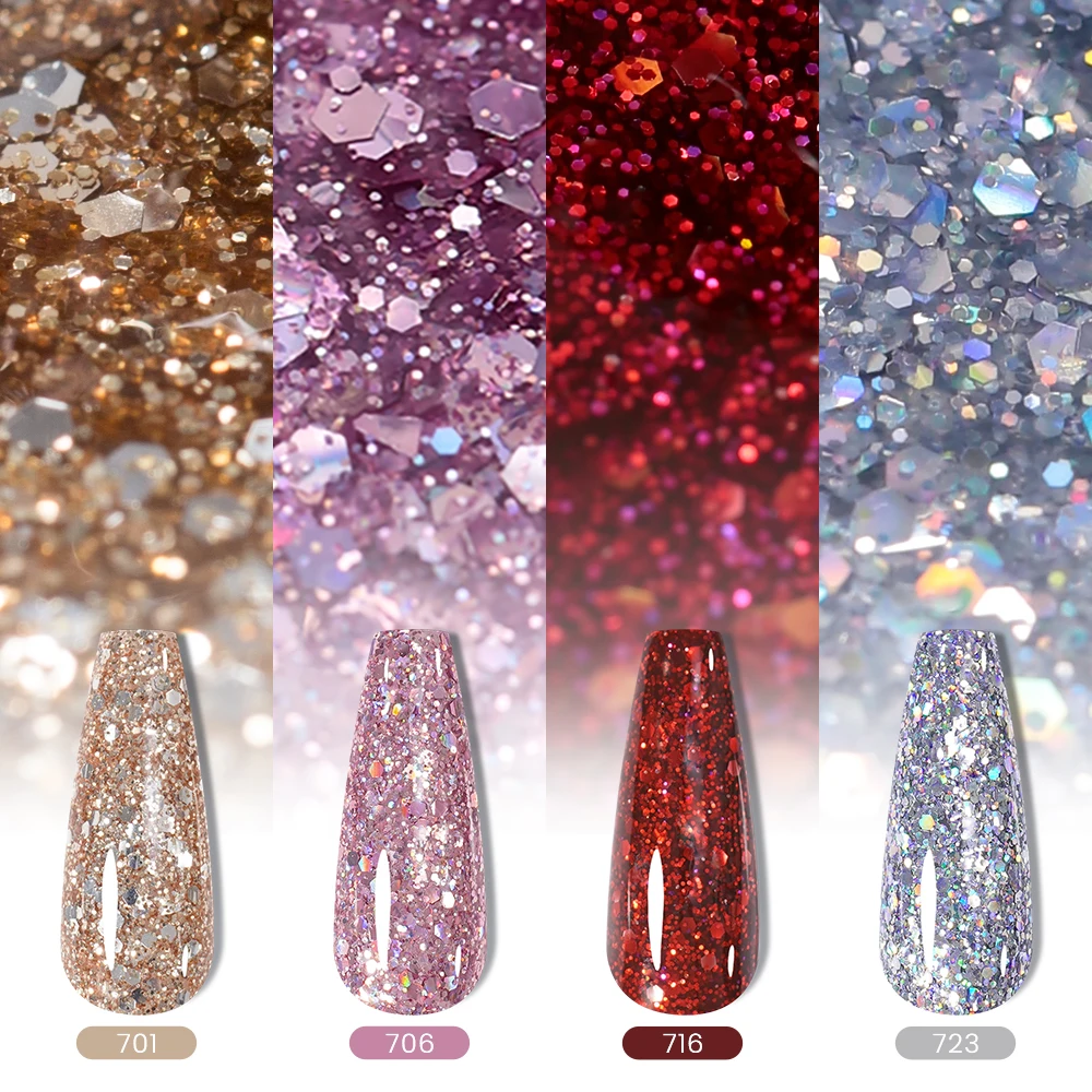 MAYCHAO 12ML Glitter Gel Nail Polish Autumn Colors Long Lasting For Manicure Soak Off Nail Art Gel Varnish Shiny Sequins UV Gel