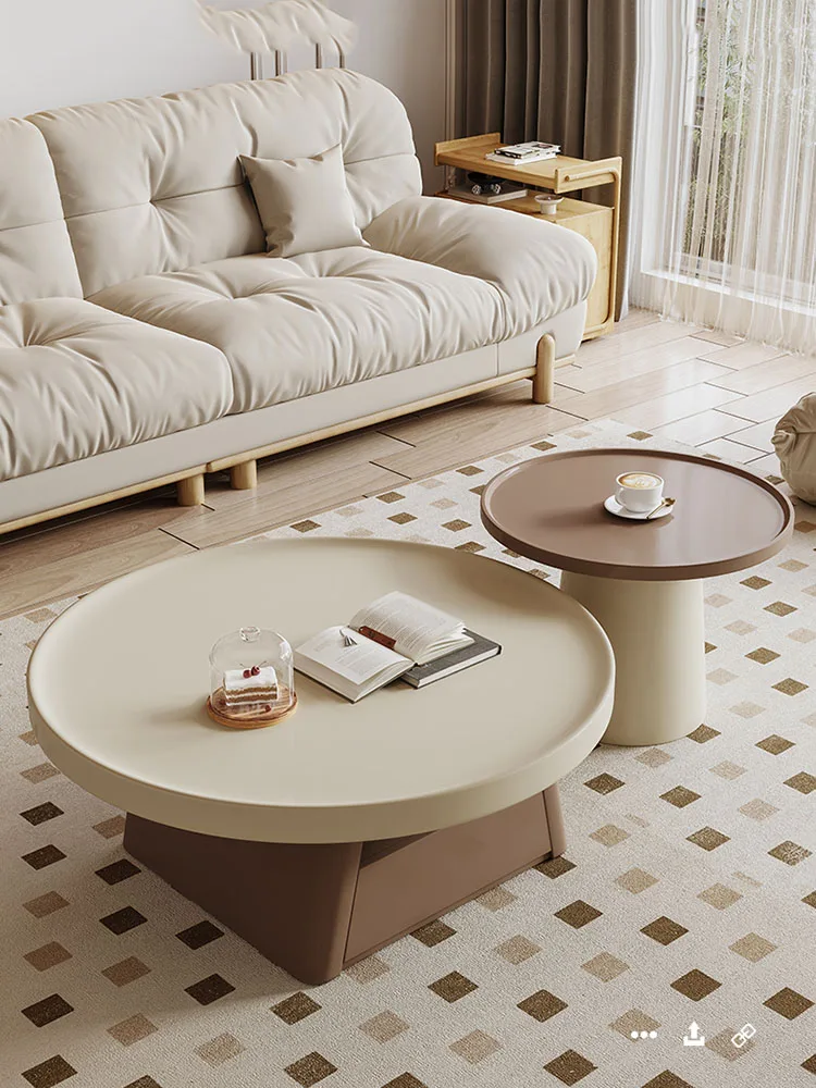 

Modern Coffee Table Living Room Nordic Round Unique Coffee Table Platform Ornament Corner Set Portable Oak Mesinha Room Decor