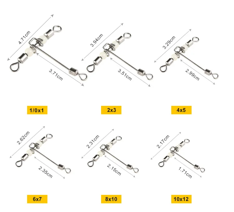 DNDYUJU 5Pcs/lot T-Shape Cross Line Rolling Swivel With Pearl Beads Fishhooks Luminous Fishing Connector