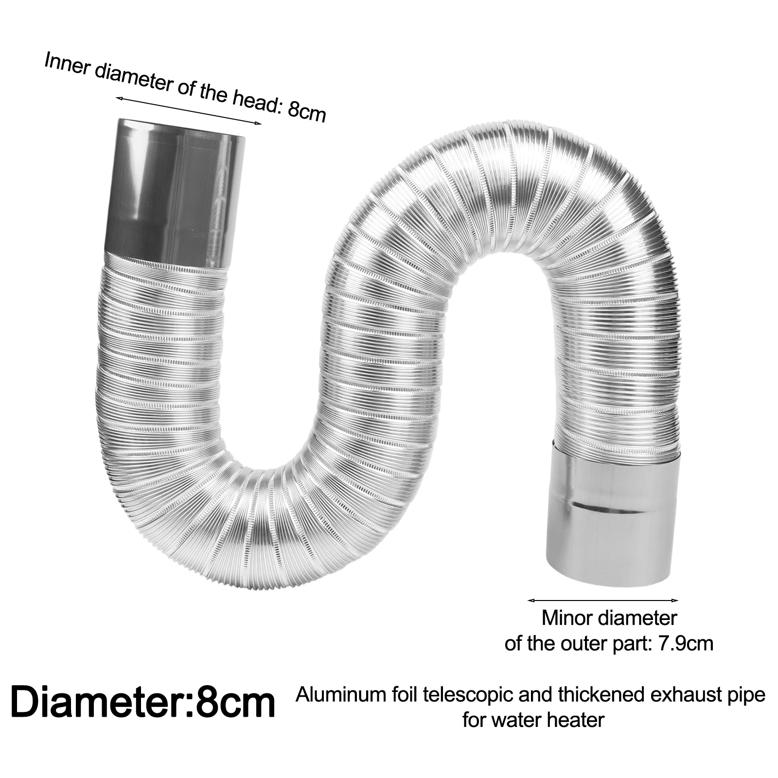 Gas Water Heater Flue Pipe Premium Aluminum Foil and Stainless Steel Construction Adjustable Length 0 65 to 1 5 M