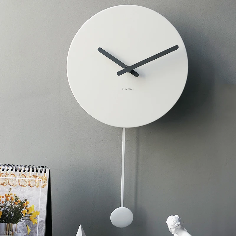 

CrystalNord Nordic black and white simple swing wall clock living room home modern creative personality fashion clock