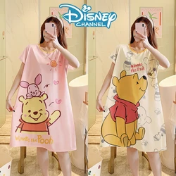 Disney Pooh Bear StellaLou Dress Sleepwear Cartoon Anime Sleepwear Women Summer Nightgown Girl Oversized Casual Cute Homewear