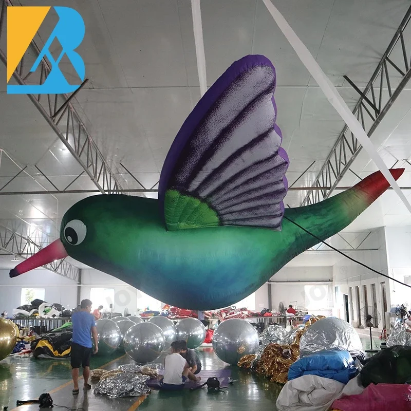 Custom Made 3 Meters Length Blow up Kingfisher Large Inflatable Bird for Ceiling Decoration Toys