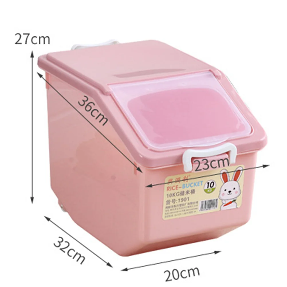 Household Moisture-Proof Rice Bucket Plastic Sealed Storage Box 10kg Kitchen Flour Storage Container Space-Saving