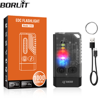 BORUiT V10 Mini EDC Keychain Flashlight Portable Torch Type-C Rechargeable Work Light With Magnet UV Beep Camping Pocket Lantern