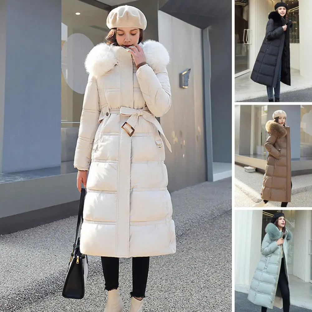 2024 New Korean Down Cotton Coat Women Long Winter Puffer Parkas Thicken Warm Hooded Cotton-Padded Jacket Coat Zipper Overcoat