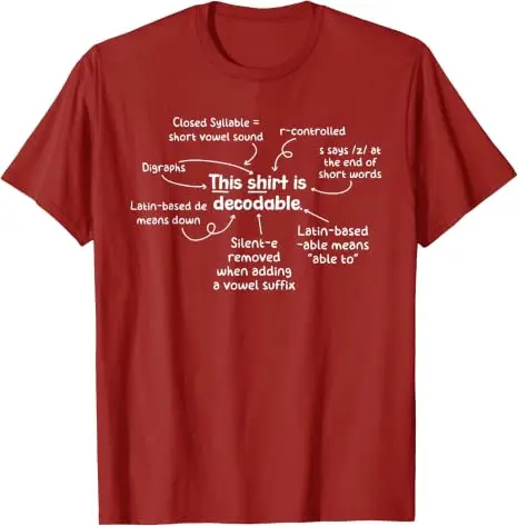Dieses T-Shirt ist ein dekodierbares T-Shirt für Lehrer im geprüften Bereich der strukturierten Lesekompetenz, Y2k-Humor, Sprachlernkonzepte, pädagogisches Spruch-T-Shirt – Detail 3