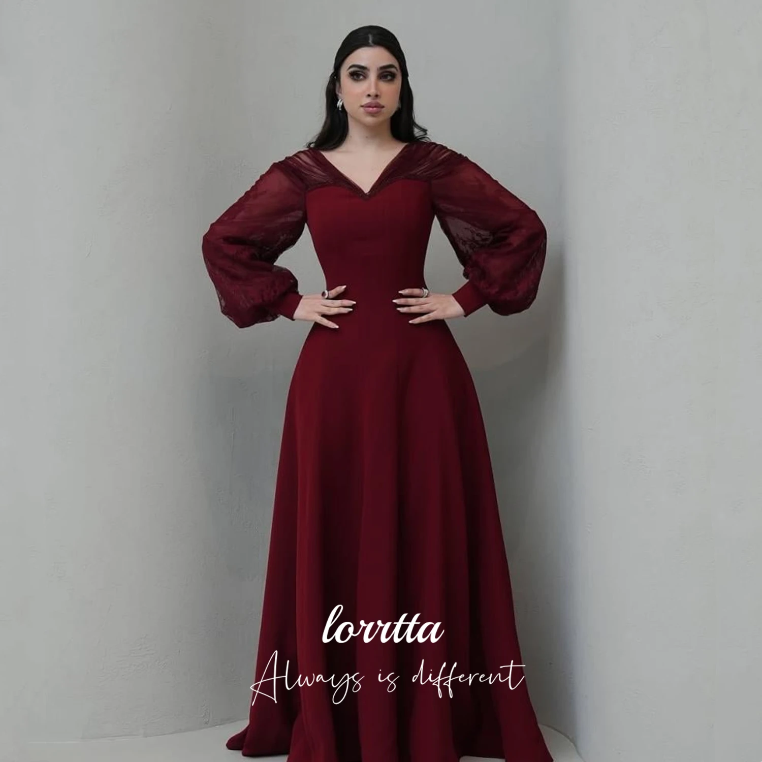 Lorrtta vestido de fiesta personalizado vestidos de cumpleaños de lujo 2025 vestido de invitados de boda mujer Grace Claret vestidos de baile de manga larga graduación