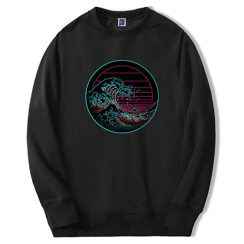 

The Great Wave Graphic Hoodie For Adult Vaporwave Men Women Sweatshirt Long Sleeve Fleece Hip Hop Hoody Warm 2024 Spring Clothes