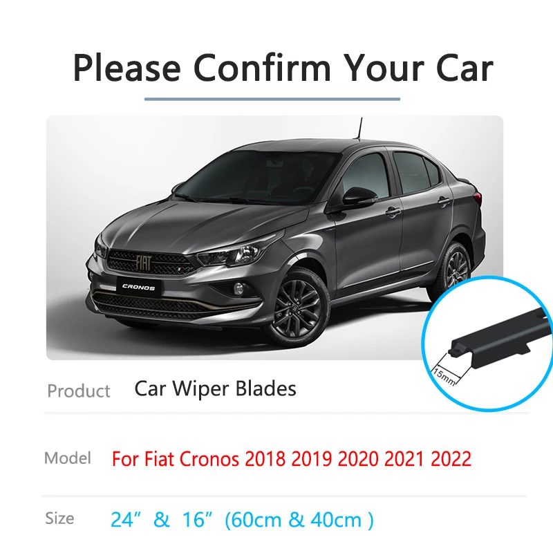 For Fiat Cronos 2018 2019 2020 2021 2022 Wiper Blades Rubber Strip Refill Cleaning Window Windshield Windscreen Car Accessories