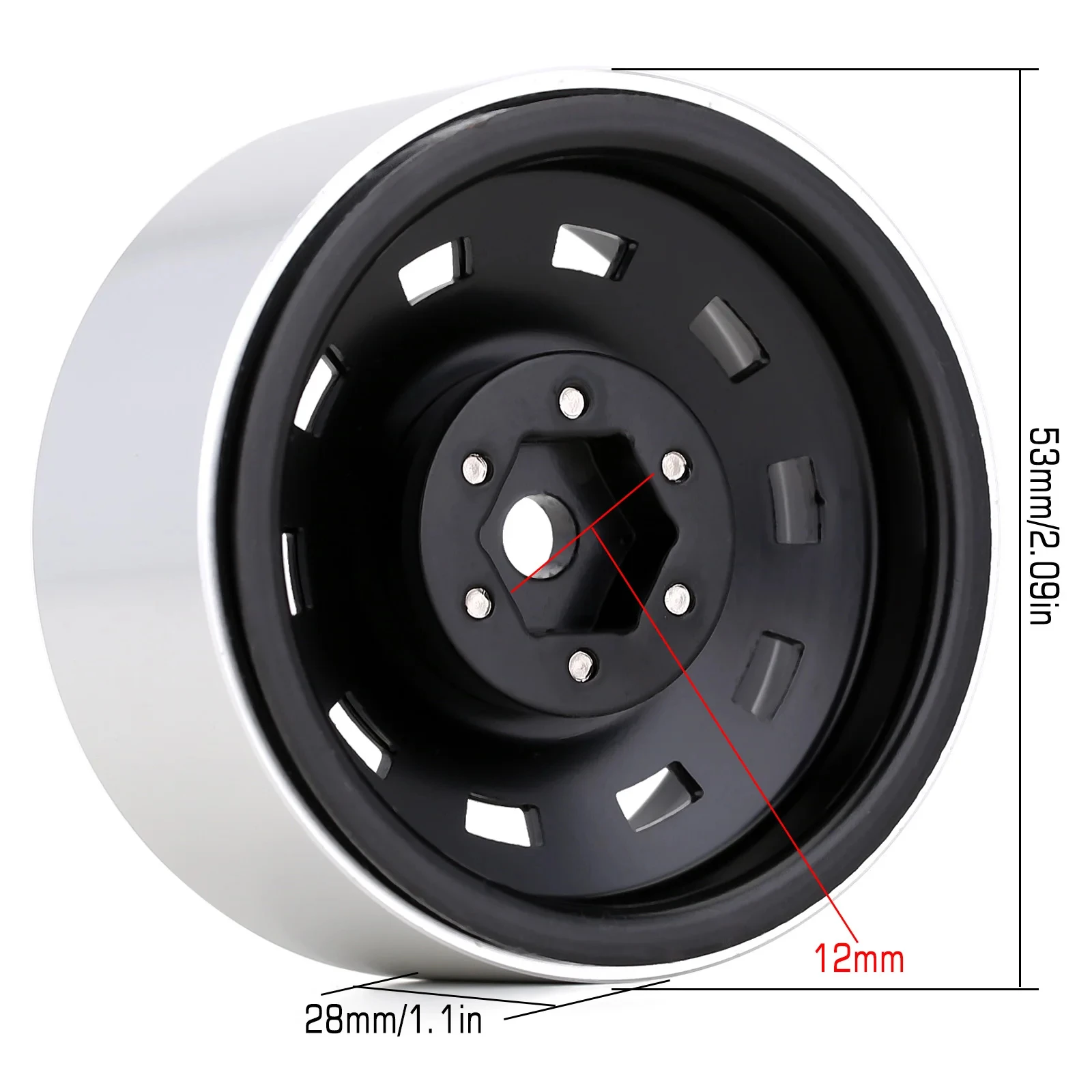 Deep Dish 1.9 Beadlock Wheel Rim Negative Offset 8.9mm Metal Hub for 1/10 RC Crawler Car Axial SCX10 90046 TRX4