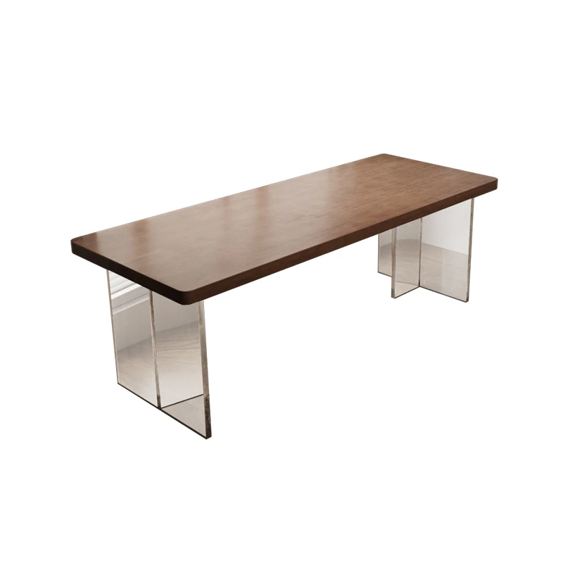 

Simple household solid wood desk acrylic suspended desktop computer table against the wall to learn double bedroom long table