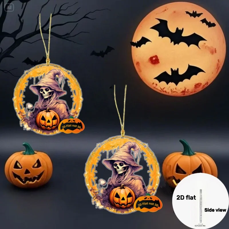 

Classic Skeleton Witch 2D Flat Acrylic Halloween pendant Festival Party Bag Car Tree Hanging Decor Holiday Friends Children Gift
