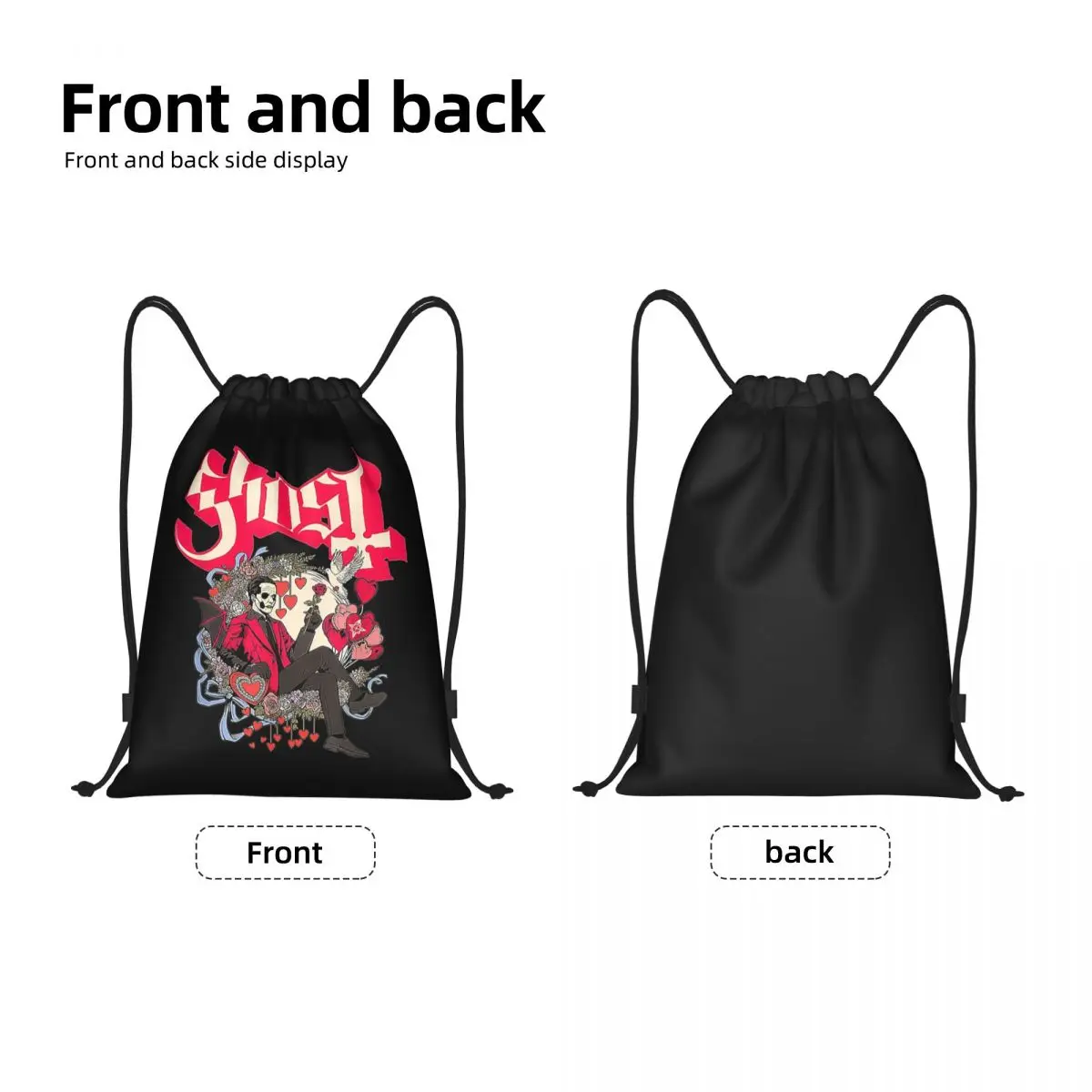 Ghost Halloween Vintage Impera Drawstring Backpack Bags Women Men Lightweight Rock Band Gym Sports Sackpack Sacks for Training