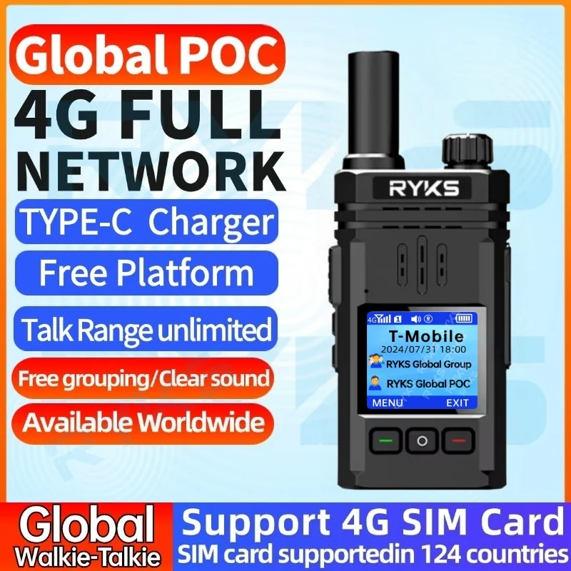 

Портативная рация 4G POC с громким звуковым сигналом, глобальный диапазон 5000 км, поддерживает беспроводной домофон с одним вызовом