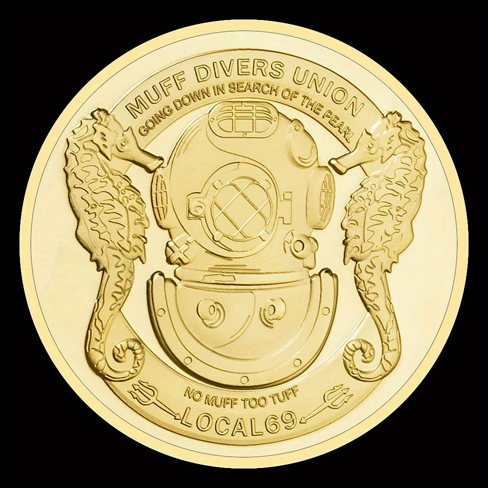 1 Piece Going Down In Search of The Pearl MUFF Divers Union Collectible Golden Plated Souvenir Coin Commemorative Coin