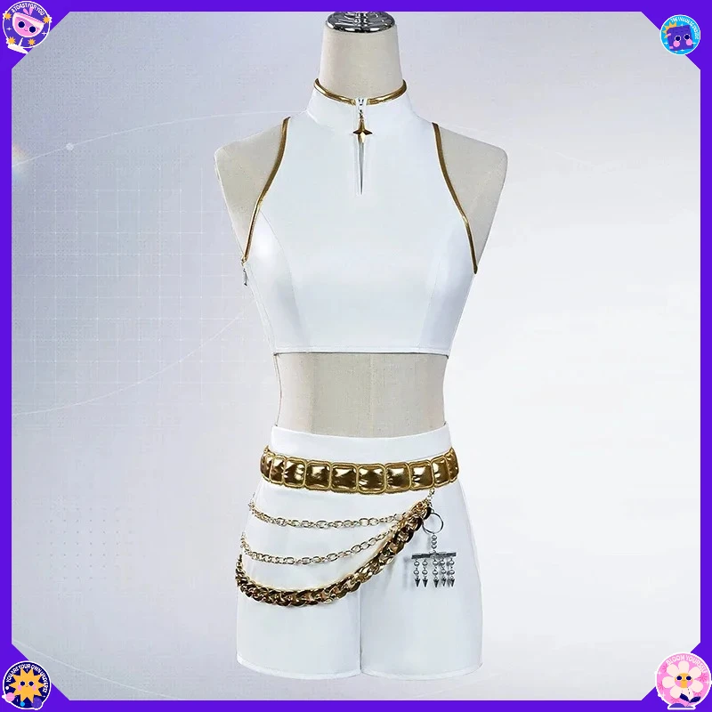 Kostum Bernyanyi KPop Rumi Mira Zoey White - Kostum Cosplay Pesta Halloween dengan Wig untuk Wanita, Gadis, Dewasa, dan Anak-anak