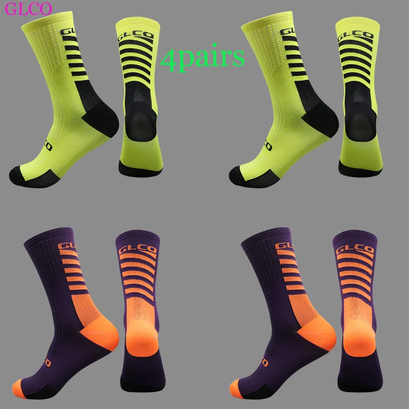 GLCO Team Cycling For Socks 4 Pairs High Performance Bike For Socks for Men Women Professional Sports Running Basketball For Soc