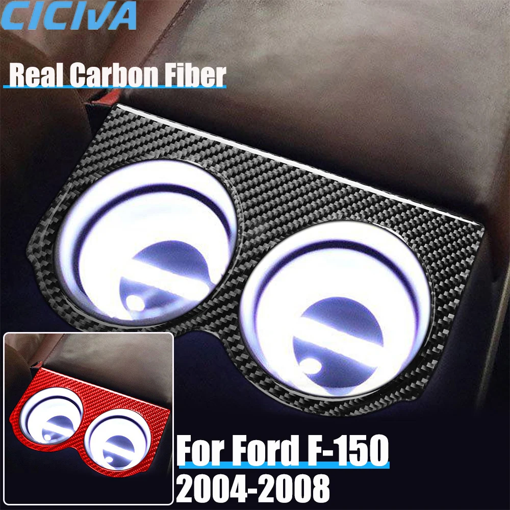 

Real Carbon Fiber Car Accessories Rear Cup Holder Panel Trim Cover Soft Sticker For Ford F150 FX4 2004 2005 2006 2007 2008