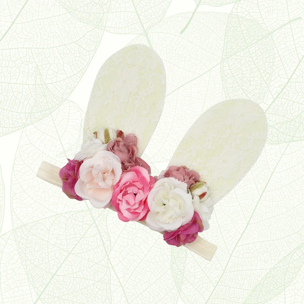 

Bunny Ear Headband Floral Headpiece Kids Hoops Simulation Flower Lovely Headdress Hair Accessories Easter Christmas